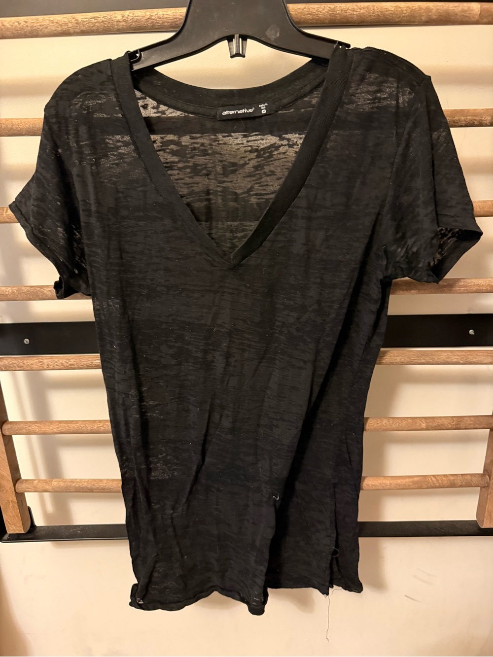 Alternative Apparel Women’s Black V-Neck Slub Tee